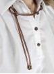 Retro Pirate Style Steampunk Bronze Chain Button White Chiffon Dropped Shoulders Loose Pointed Collar Long Sleeves Shirt