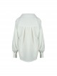 Retro Pirate Style Steampunk Bronze Chain Button White Chiffon Dropped Shoulders Loose Pointed Collar Long Sleeves Shirt