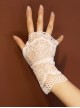 Summer Double Side Retro Grace White Hollow Lace Texture Wedding Bridal Accessories Thin Half Finger Gloves