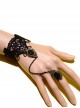 Punk Palace Retro Exquisite Bronze Carved Alloy Black Gemstone Lace Gothic Lolita Ring Bracelet