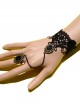Punk Palace Retro Exquisite Bronze Carved Alloy Black Gemstone Lace Gothic Lolita Ring Bracelet