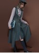 College Style Vintage Daily Commute Steampunk Gray Suit Collar Double Breasted Waisted Sleeveless Vest Mid Length Dress