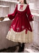 Starry Night Cross Series Sweet Cute High Waist Fairy Tale Splicing Ruffle Bowknot Cross Embroidery Sweet Lolita Long Sleeves Dress