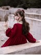 Starry Night Cross Series Sweet Cute High Waist Fairy Tale Splicing Ruffle Bowknot Cross Embroidery Sweet Lolita Long Sleeves Dress