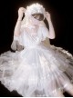 Dawn Banquet Series Elegant Temperament Fairy Three Stages Big Ruffle V Collar Hollow Out Lace Bowknots Classic Lolita Short Sleeves Dress