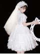 Dawn Banquet Series Elegant Temperament Fairy Three Stages Big Ruffle V Collar Hollow Out Lace Bowknots Classic Lolita Short Sleeves Dress