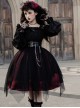 Girl Killer Series Dark Sweet Cool Irregular Halloween Crape Ruffle Bowknots Belt Chain Gothic Lolita Long Sleeves Dress