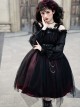 Girl Killer Series Dark Sweet Cool Irregular Halloween Crape Ruffle Bowknots Belt Chain Gothic Lolita Long Sleeves Dress