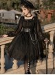 Girl Killer Series Dark Sweet Cool Irregular Halloween Crape Ruffle Bowknots Belt Chain Gothic Lolita Long Sleeves Dress