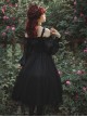 Girl Killer Series Dark Sweet Cool Irregular Halloween Crape Ruffle Bowknots Belt Chain Gothic Lolita Long Sleeves Dress