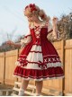 Snow White Series Red Sweet Cute Fairy Tale Square Collar Ruffle Bowknots Binding Band Little Pearls Sweet Lolita Half Sleeves Dress