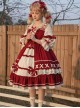 Snow White Series Red Sweet Cute Fairy Tale Square Collar Ruffle Bowknots Binding Band Little Pearls Sweet Lolita Half Sleeves Dress