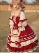 Snow White Series Red Sweet Cute Fairy Tale Square Collar Ruffle Bowknots Binding Band Little Pearls Sweet Lolita Half Sleeves Dress