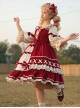 Snow White Series Red Sweet Cute Fairy Tale Square Collar Ruffle Bowknots Binding Band Little Pearls Sweet Lolita Half Sleeves Dress