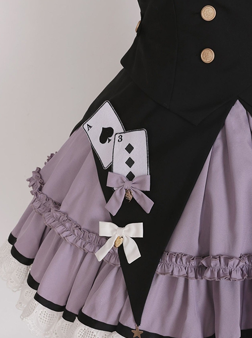 Phantom Thief Magician Series Tuxedo Playing Cards Halloween Playing Song Uniforms Sweet Lolita Vest Necktie Sleeveless Dress Set