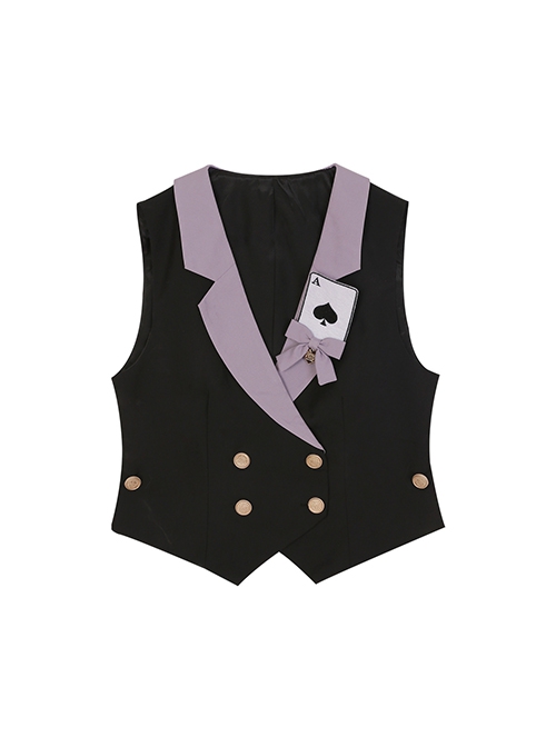 Phantom Thief Magician Series Tuxedo Playing Cards Halloween Playing Song Uniforms Sweet Lolita Vest Necktie Sleeveless Dress Set