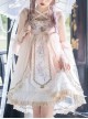 Deer Creek Peach Blossom Ballad Series Ruffle Embroidery Chinese Elements Fairy Hand Sleeves High Waist Sweet Lolita Sleeveless Short Dress Set