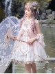 Deer Creek Peach Blossom Ballad Series Ruffle Embroidery Chinese Elements Fairy Hand Sleeves High Waist Sweet Lolita Sleeveless Short Dress Set