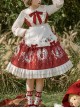 Little Red Riding Hood Strawberry Diary Fairy Tale Sweet Cute White Apron Bowknot Ruffle Sweet Lolita Long Sleeves Dress