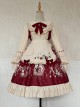 Little Red Riding Hood Strawberry Diary Fairy Tale Sweet Cute White Apron Bowknot Ruffle Sweet Lolita Long Sleeves Dress