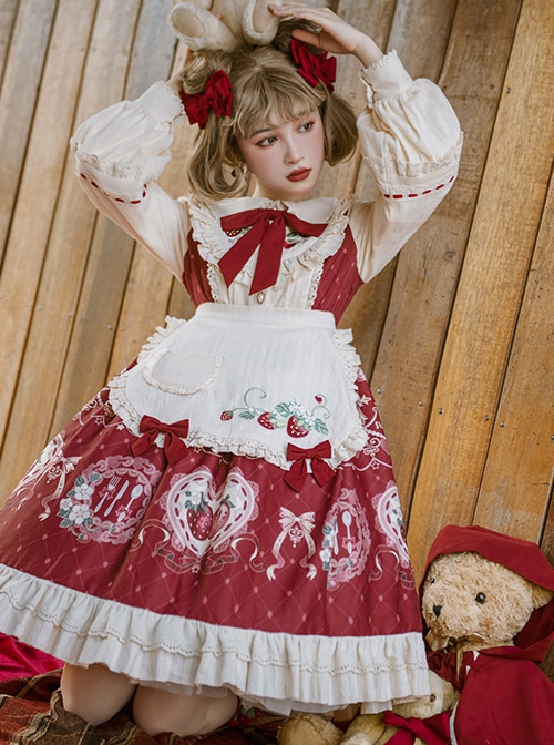 Kawaii Vintage Doll Girls Lolita Op Dress With Little Apron