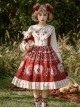 Little Red Riding Hood Strawberry Diary Fairy Tale Sweet Cute White Apron Bowknot Ruffle Sweet Lolita Long Sleeves Dress