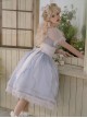 Mermaid Tears series summer Fantasy light blue Fluffy tulle white girdle Bowknot lace pearl chain Classic Lolita Sleeveless Long Dress