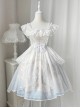 Swan Dream Series Noble White Blue Gradient Elegant Fairy Transparent Tulle Swan Lake Print Classic Lolita Sleeveless Dress