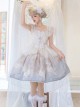 Swan Dream Series Noble White Blue Gradient Elegant Fairy Transparent Tulle Swan Lake Print Classic Lolita Sleeveless Dress