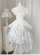 Swan Dream Series Noble White Blue Gradient Elegant Fairy Transparent Tulle Swan Lake Print Classic Lolita Sleeveless Dress