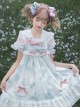 Small Milk Cow Series Lace High Waist Everyday Cute Spots Ruffle Sweet Lolita Sailor Collar Bunny Ears Shirt Sleeveless Dress Set