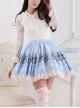 Alice Concert Series Blue Cute Princess Pleated White Lace Musical Note Print Sweet Lolita Short Skirt