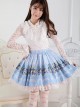 Alice Concert Series Blue Cute Princess Pleated White Lace Musical Note Print Sweet Lolita Short Skirt