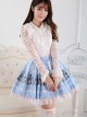 Alice Concert Series Blue Cute Princess Pleated White Lace Musical Note Print Sweet Lolita Short Skirt