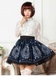 Sun Moon Magic Array Series Navy Blue Pleated Black Lace White Star Pattern Printing Sweet Lolita Short Skirt