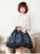 Sun Moon Magic Array Series Navy Blue Pleated Black Lace White Star Pattern Printing Sweet Lolita Short Skirt