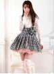 Black White Plaid Series Japanese Cute Bowknot Student Elasticated Waist Pleated Suspender Sweet Lolita Short Skirt