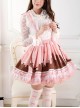 Japanese City Series Gentle Pink Soft Fluffy Pleated Elastic Waistband Suspenders Ruffle Lace Sweet Lolita Short Skirt