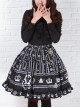 Black Princess European Style White Crown Big Pleats High Waist Ruffle Sweet Lolita Middle Long Skirt