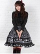 Black Princess European Style White Crown Big Pleats High Waist Ruffle Sweet Lolita Middle Long Skirt