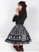 Black Princess European Style White Crown Big Pleats High Waist Ruffle Sweet Lolita Middle Long Skirt