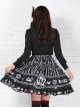 Black Princess European Style White Crown Big Pleats High Waist Ruffle Sweet Lolita Middle Long Skirt