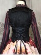 Odd House Circus Series Dark Pattern Black Bat Collar Fitted Waist Double Row Metal Buckle Binding Band Retro Gothic Lolita Vest