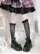 Cat And Little Dried Fish Series Patent Leather Punk Thick Sole Round Head Add Height Cross Binding Band Bowknot Gothic Lolita Shoes