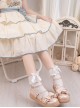 Rococo Sugar Series Thick Sole Low Heel Round Toe Shallow Mouth Cute Heart Shaped Buckle Binding Band Bowknot Soft Girl Sweet Lolita Shoes