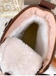 Cocoa Bear Series Plush Round Toe Flat Heel Thick Sole Cute College Style Binding Band heart shaped buckle Sweet Lolita Martin Boots
