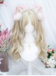 Fateful Dream Series Bleached Walnut Color Short Hair Tiger Mouth Clips Double Curls Ponytail Mid Split Character Bangs Sweet Lolita Long Wigs