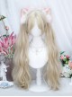 Holy Temple Series Short Hair Tiger Mouth Clips Bleached Walnut Color Double Ponytail Mid Split Bangs Sweet Lolita Long Curls Wigs