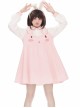 Pink Cute Daily Commute Soft Three Dimensional Rabbit Fake Two Pieces Loose High Waist Kawaii Fashion Long Sleeves Dress