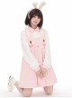 Pink Cute Daily Commute Soft Three Dimensional Rabbit Fake Two Pieces Loose High Waist Kawaii Fashion Long Sleeves Dress
